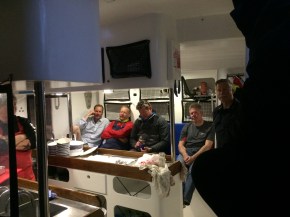 Debrief on the days happenings and tomorrow's schedule