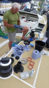Ryan, Bosun, doing the winch clean job