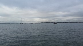 Anchoring to ready for a 4:30am rendezvous for the move up the Thames.