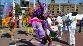 Ok, this is for Sylvia, George and Kat. A huge reminder of Urban 15. They are a Brazilian group that circled the harbor area as part of the opening entertainment