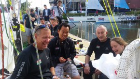 had a little help from my friends! working on reefing lines! THANKS!