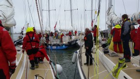 As you can see it was a bit crowded in the raft up. The cool thing is that all teams wished and cheered the others on as they left the docks!