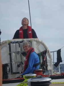 Me waiting to hear something from either Craig at helm or the navy station about course. I get to relay messages.