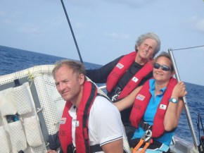 Me at the helm with Deb as communicator. One of the few times I have been able to just sail the sails and not go totally by compass.