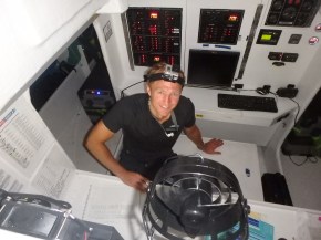 DJ working on the log in Nav station