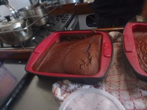 and Linda's first cake attempt.