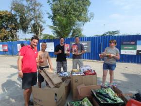 Getting the food ready to load on the boat for journey to Cape Town