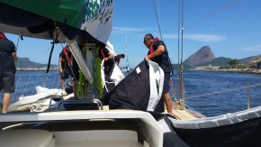 Han and crew getting Yankee 1 ready for start.