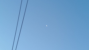 Blue skies and half moon