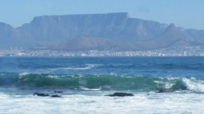 A view of Cape Town and Table Mountain from the Penguin's beach!