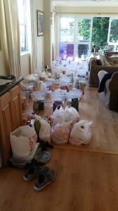 Food bags prepared at the crew house