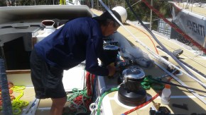 The a bit of hack sawing to make a new batten (long piece of fiberglass that goes into the sail to help give it shape to go fast)