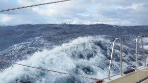 Waves building behind us