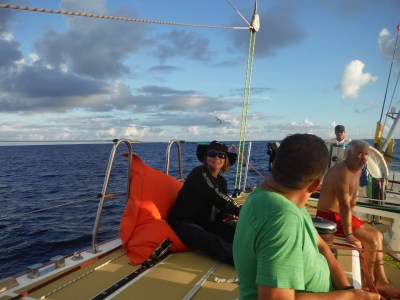 Judith enjoying then beanbag. It does help!