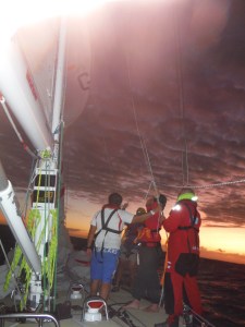 Kite is down in pieces. All that is left to do is untangle the halyards and other lines used.