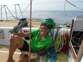 Paul, our Irish leprechaun, reading and enjoying the calm.