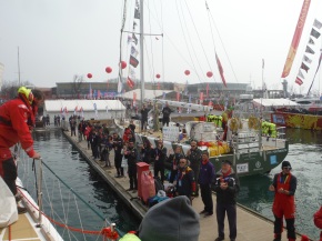 Reception at the dock. I love how other boats and crew are there to cheer us on
