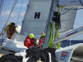 Sending sail back to be flaked 