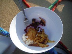 Yep, you guessed it, Sean's fish and chips and beetroot