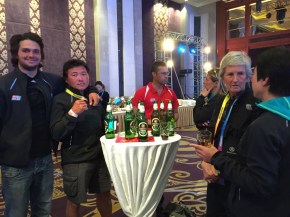 At the Awards party with crew mates Han and Alex. 