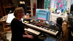 Nancy at her music making station!