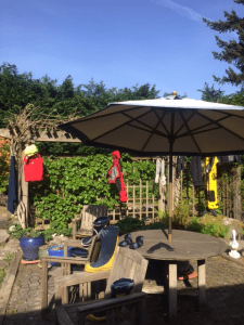 All the wet foul weather gear everywhere in their back yard