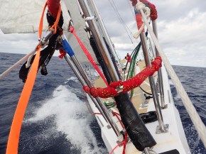 Looking at the boat from the bowsprit