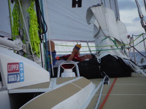 Lynn taking a break during her rest time to read.