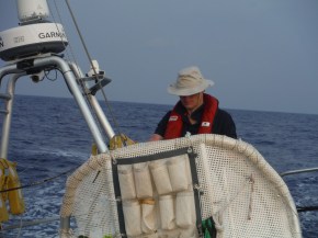 John hard at work on the helm. Making sure he is doing the correct wind direction or course over ground