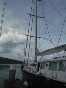 Boat loaded up and getting ready to sail to the Philippines. 