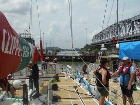 Moving forward through the lock. 